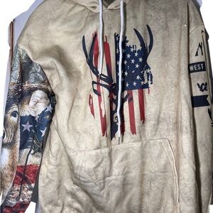 Men's Beige/Pale Yellow Graphic American Hoodie